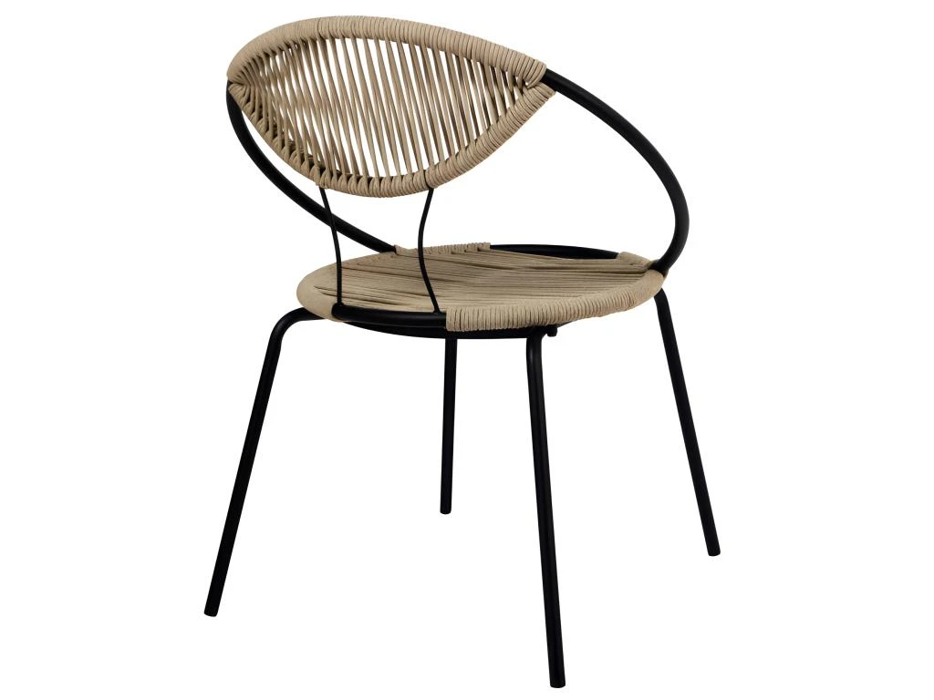 ROXANE - Chaise En Corde Naturel Et Métal Noir Mat (x2) 4 ROXANE - Chaise En Corde Naturel Et Métal Noir Mat (x2) – Image 2