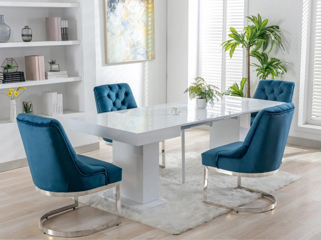 Lot De 2 Chaises En Velours Et Acier Inoxydable - Bleu Et Pieds Chromés - PORILASO De Pascal MORABITO 4 Lot De 2 Chaises En Velours Et Acier Inoxydable - Bleu Et Pieds Chromés - PORILASO De Pascal MORABITO – Image 2