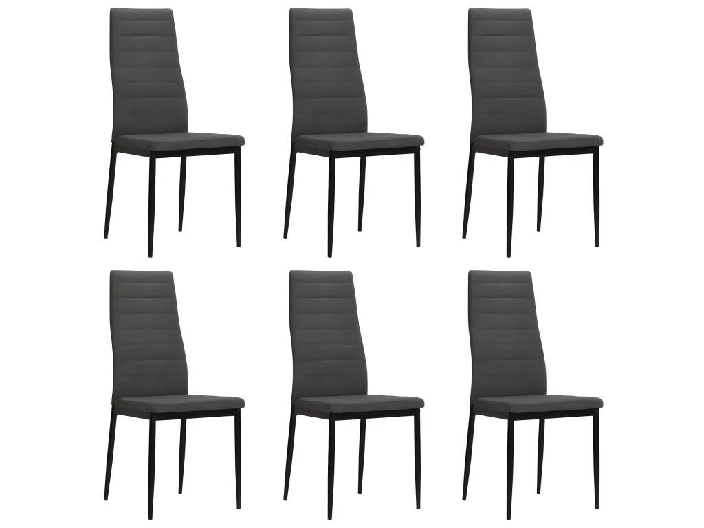 Lot De 6 Chaises De Salle à Manger Cuisine Design Contemporain Tissu Gris Foncé CDS022444 3 Lot De 6 Chaises De Salle à Manger Cuisine Design Contemporain Tissu Gris Foncé CDS022444