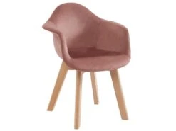 Lot De 2 Chaises Enfant Avec Accoudoirs En Velours Et Hêtre - Rose - POUPINETTE -Meubles Soldes Boutique chaise 12593773