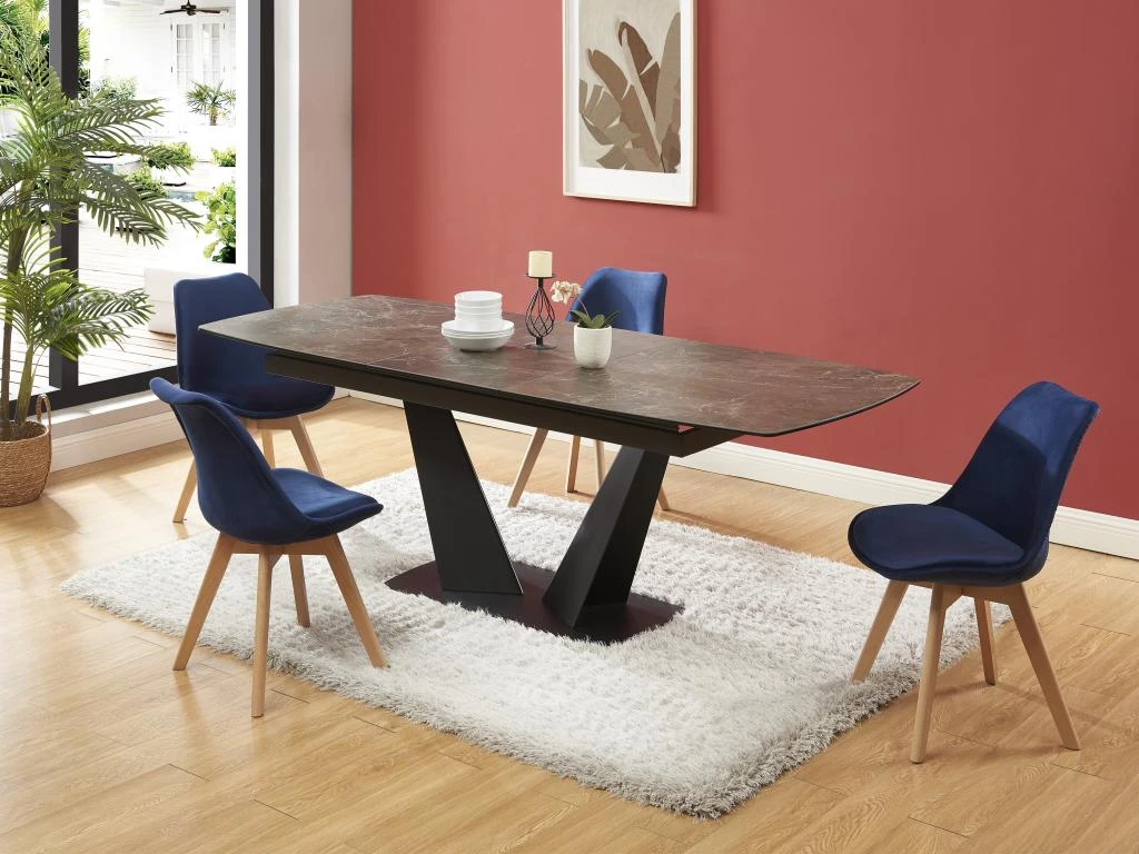 Lot De 2 Chaises En Velours Et Hêtre - Bleu - JODY 4 Lot De 2 Chaises En Velours Et Hêtre - Bleu - JODY – Image 2