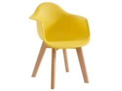 Lot De 2 Chaises Enfant Avec Accoudoirs En Polypropylène Et Hêtre - Jaune - POUPINETTE -Meubles Soldes Boutique chaise 12653979