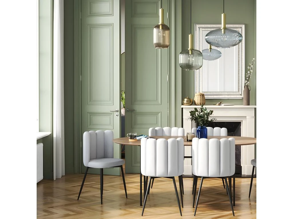 Chaise Rosy En Tissu Gris (lot De 2) 4 Chaise Rosy En Tissu Gris (lot De 2) – Image 2