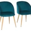 Lot De 2 Chaises En Velours Bleu Canard - Pieds En Métal - L 55 X P 45 X H 99 Cm - CURVY 1 Lot De 2 Chaises En Velours Bleu Canard - Pieds En Métal - L 55 X P 45 X H 99 Cm - CURVY -Meubles Soldes Boutique chaise 13013537
