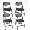 Lot De 4 Chaises Pliables Métal Et Plastique Ajouré SABA (Noir)