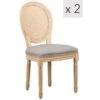 Lot De 2 Chaises En Bois Et Cannage Avec Assise En Tissu Gris Fonce -Meubles Soldes Boutique chaise 13878963