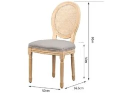 Lot De 2 Chaises En Bois Et Cannage Avec Assise En Tissu Gris Fonce -Meubles Soldes Boutique chaise 13878971