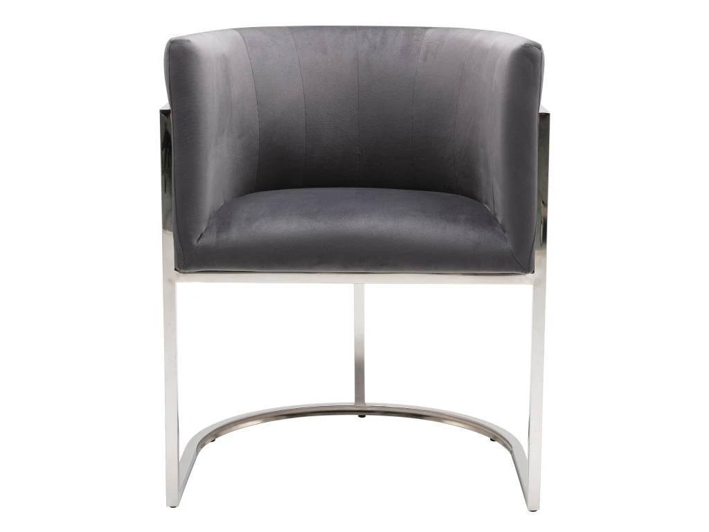 Lot De 2 Chaises Avec Accoudoirs - Velours Et Acier Inoxydable - Gris Et Chromé - PERIA De Pascal MORABITO 5 Lot De 2 Chaises Avec Accoudoirs - Velours Et Acier Inoxydable - Gris Et Chromé - PERIA De Pascal MORABITO – Image 3