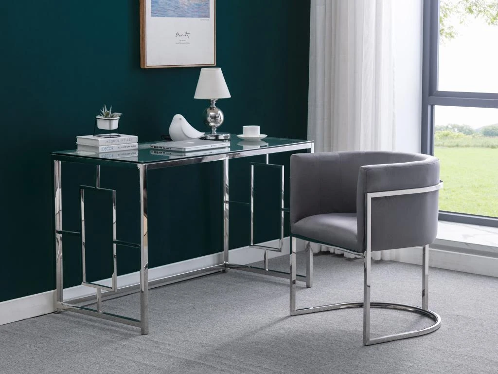 Lot De 2 Chaises Avec Accoudoirs - Velours Et Acier Inoxydable - Gris Et Chromé - PERIA De Pascal MORABITO 4 Lot De 2 Chaises Avec Accoudoirs - Velours Et Acier Inoxydable - Gris Et Chromé - PERIA De Pascal MORABITO – Image 2