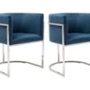 Lot De 2 Chaises Avec Accoudoirs - Velours Et Acier Inoxydable - Bleu Et Chromé - PERIA De Pascal MORABITO 2 Lot De 2 Chaises Avec Accoudoirs - Velours Et Acier Inoxydable - Bleu Et Chromé - PERIA De Pascal MORABITO -Meubles Soldes Boutique chaise 13886993