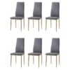 Lot De 6 Chaises Contemporain - Structuré En Tissu Gris Chiné Et Métal Effet Bois -Meubles Soldes Boutique chaise 13955589