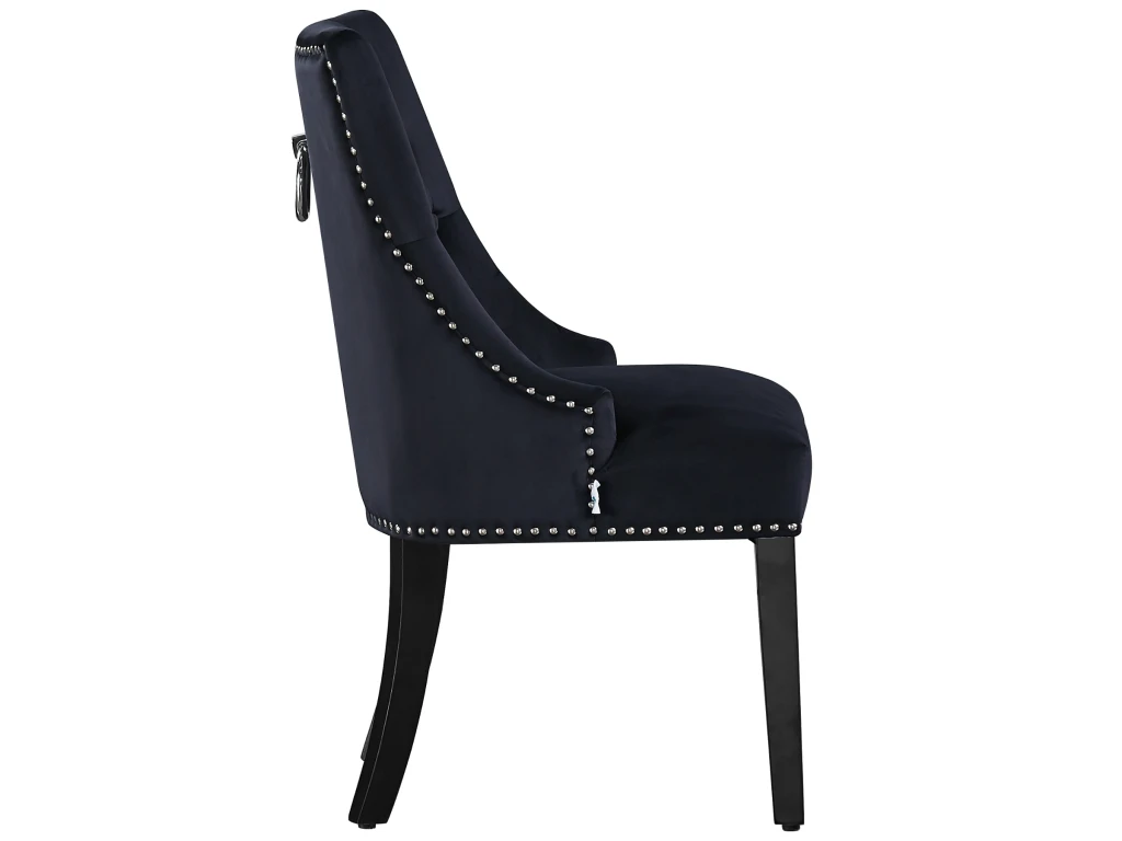 Ensemble De 2 Chaises De Salle à Manger Windsor - Rembourrage En Velours Moelleux Et Pieds En Bois Massif Robustes - Parfait Pour Votre Salle à Manger Et Salon - Noir 5 Ensemble De 2 Chaises De Salle à Manger Windsor - Rembourrage En Velours Moelleux Et Pieds En Bois Massif Robustes - Parfait Pour Votre Salle à Manger Et Salon - Noir – Image 3