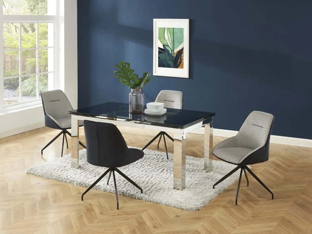 Lot De 2 Chaises En Tissu, Velours Côtelé Et Métal - Gris Et Anthracite - CHANILA 4 Lot De 2 Chaises En Tissu, Velours Côtelé Et Métal - Gris Et Anthracite - CHANILA – Image 2