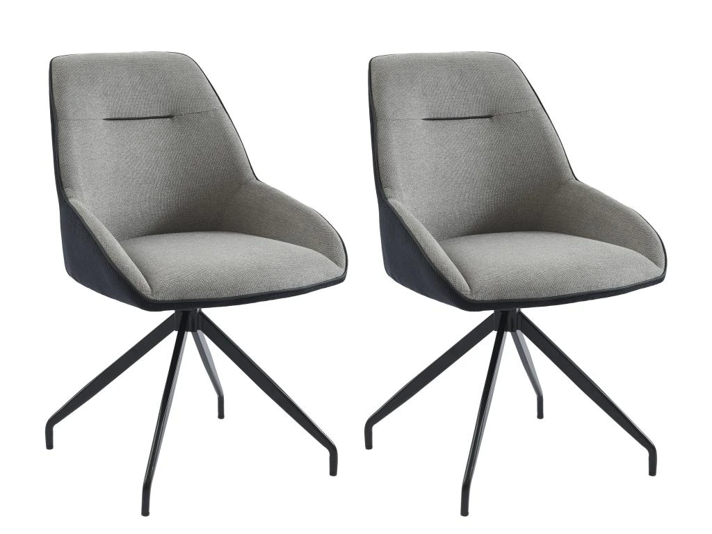 Lot De 2 Chaises En Tissu, Velours Côtelé Et Métal - Gris Et Anthracite - CHANILA 3 Lot De 2 Chaises En Tissu, Velours Côtelé Et Métal - Gris Et Anthracite - CHANILA