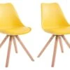 Lot De 2 Chaises De Salle à Manger Scandinave Synthétique Jaune Pieds Bois CDS10022 -Meubles Soldes Boutique chaise 15778341