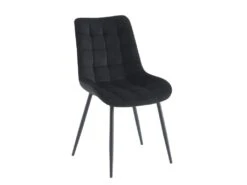 Lot De 6 Chaises Matelassées - Velours Et Métal Noir - Noir - OLLUA -Meubles Soldes Boutique chaise 15854313