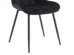 Lot De 6 Chaises Matelassées - Velours Et Métal Noir - Noir - OLLUA -Meubles Soldes Boutique chaise 15854317