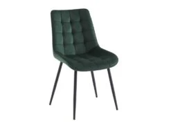 Lot De 6 Chaises Matelassées - Velours Et Métal Noir - Vert - OLLUA -Meubles Soldes Boutique chaise 15854415