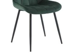 Lot De 6 Chaises Matelassées - Velours Et Métal Noir - Vert - OLLUA -Meubles Soldes Boutique chaise 15854419