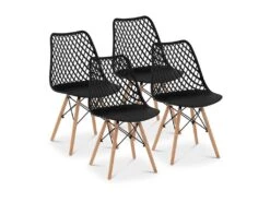 Lot De 4 Chaises Salon Salle à Manger Restaurants, Les Cafés, Les Bureaux Et Les Salles D'attente 150 Kg Max Noir 14_0006013