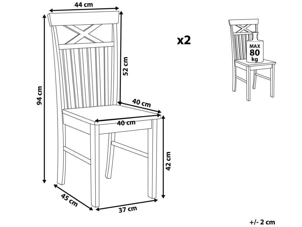 Lot De 2 Chaises Noires Et Marron HOUSTON 5 Lot De 2 Chaises Noires Et Marron HOUSTON – Image 3