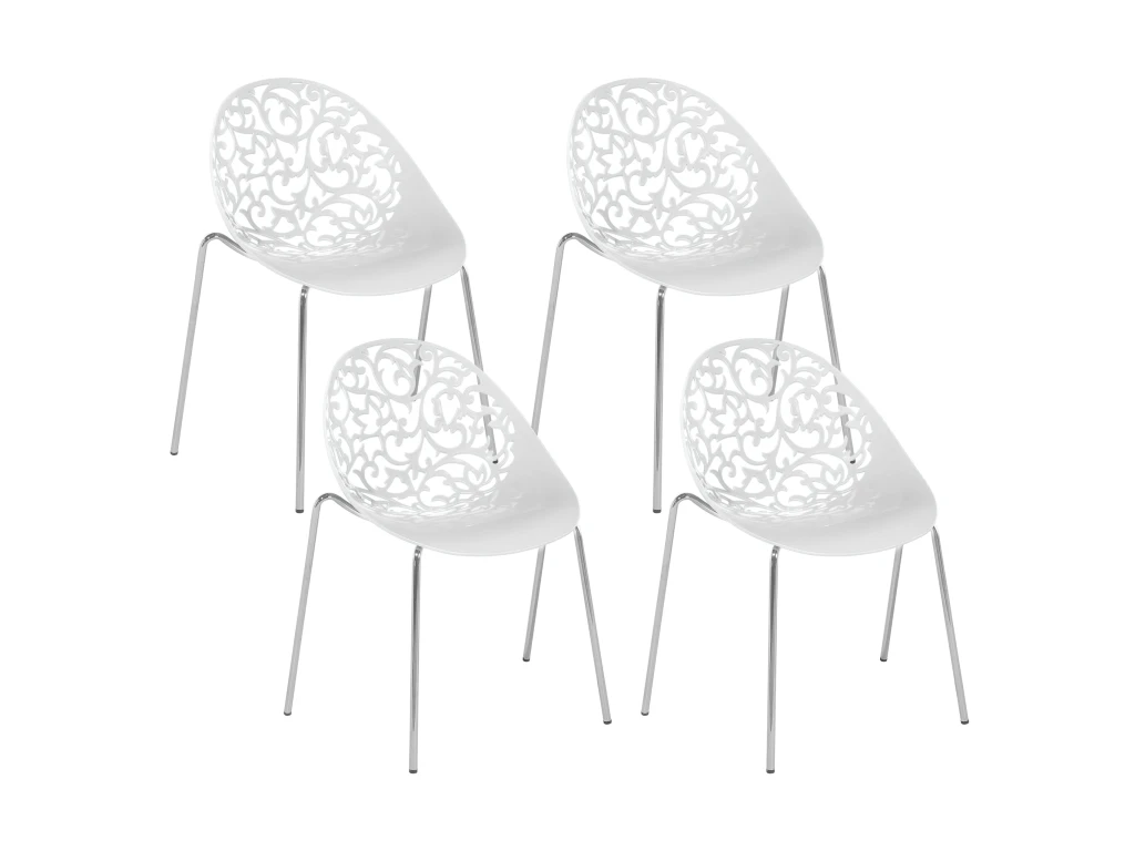 Ensemble De 4 Chaises Blanches MUMFORD 3 Ensemble De 4 Chaises Blanches MUMFORD