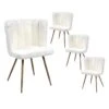 FJARD - Lot De 4 Fauteuils Blanc Tissu Bouclettes