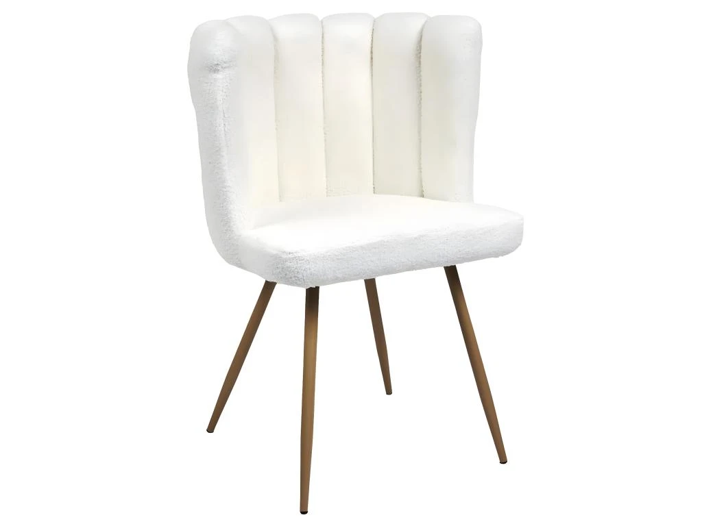 FJARD - Lot De 4 Fauteuils Blanc Tissu Bouclettes 5 FJARD - Lot De 4 Fauteuils Blanc Tissu Bouclettes – Image 3