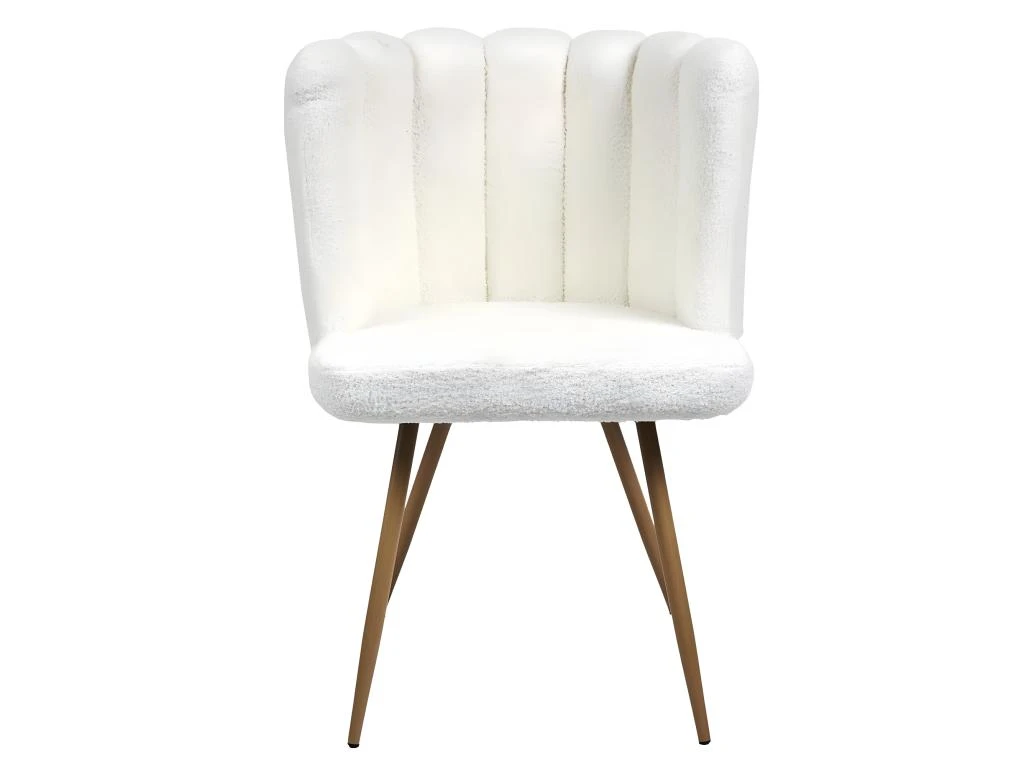 FJARD - Lot De 4 Fauteuils Blanc Tissu Bouclettes 6 FJARD - Lot De 4 Fauteuils Blanc Tissu Bouclettes – Image 4