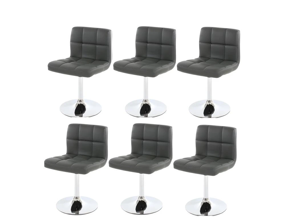 Lot De 6 Chaises Fauteuils De Salle à Manger En Synthétique Gris CDS04267 3 Lot De 6 Chaises Fauteuils De Salle à Manger En Synthétique Gris CDS04267