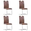 Lot De 4 Chaises De Salle à Manger Cuisine Design Moderne Synthétique Daim Marron CDS021730 -Meubles Soldes Boutique chaise 18107661