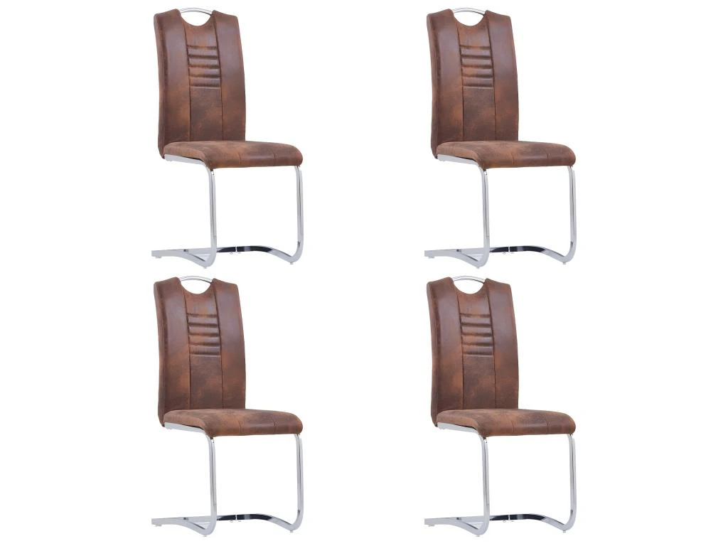 Lot De 4 Chaises De Salle à Manger Cuisine Design Moderne Synthétique Daim Marron CDS021730 3 Lot De 4 Chaises De Salle à Manger Cuisine Design Moderne Synthétique Daim Marron CDS021730