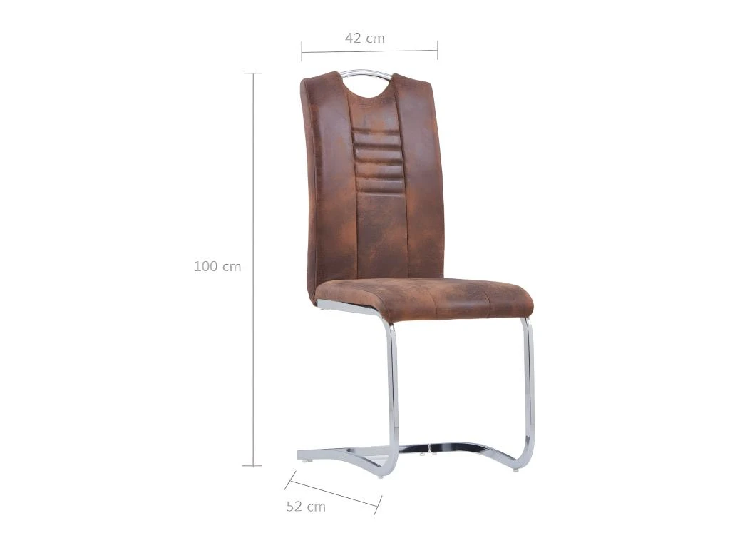 Lot De 4 Chaises De Salle à Manger Cuisine Design Moderne Synthétique Daim Marron CDS021730 7 Lot De 4 Chaises De Salle à Manger Cuisine Design Moderne Synthétique Daim Marron CDS021730 – Image 5