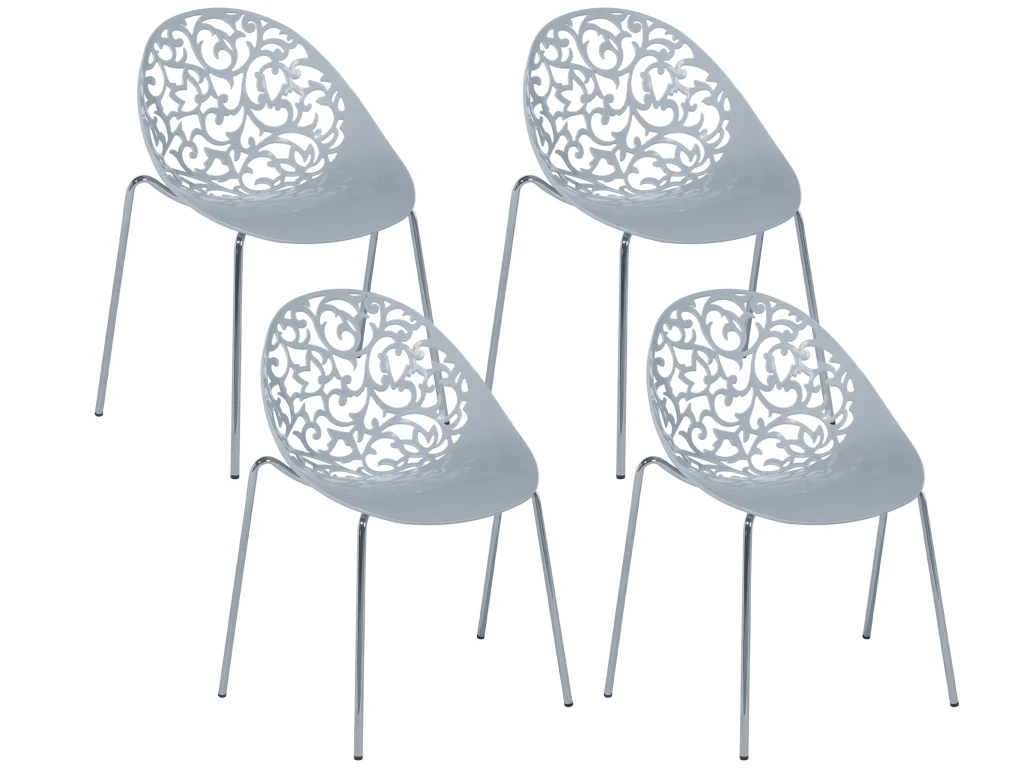 Ensemble De 4 Chaises Grises MUMFORD 3 Ensemble De 4 Chaises Grises MUMFORD