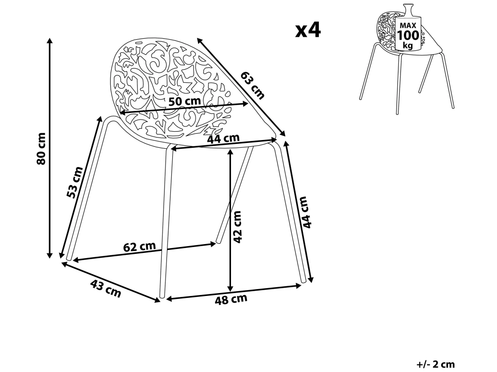 Ensemble De 4 Chaises Grises MUMFORD 5 Ensemble De 4 Chaises Grises MUMFORD – Image 3