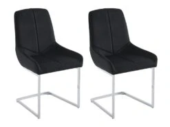 Lot De 2 Chaises En Velours Et Métal - Noir - BERLONA