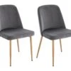 Lot De 2 Chaises En Velours Et Métal Effet Bois - Gris - MINAGRI