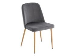 Lot De 2 Chaises En Velours Et Métal Effet Bois - Gris - MINAGRI -Meubles Soldes Boutique chaise 18365127