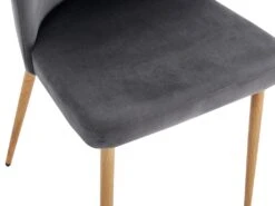 Lot De 2 Chaises En Velours Et Métal Effet Bois - Gris - MINAGRI -Meubles Soldes Boutique chaise 18365129