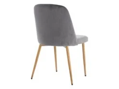 Lot De 2 Chaises En Velours Et Métal Effet Bois - Gris - MINAGRI -Meubles Soldes Boutique chaise 18365135