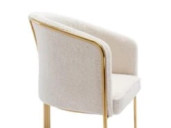 Chaise Avec Accoudoirs En Tissu Bouclette Et Métal - Blanc Et Doré - JOSETHE De Pascal MORABITO -Meubles Soldes Boutique chaise 18480071