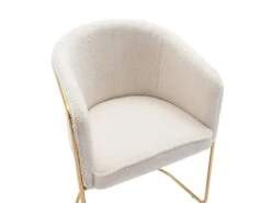 Chaise Avec Accoudoirs En Tissu Bouclette Et Métal - Blanc Et Doré - JOSETHE De Pascal MORABITO -Meubles Soldes Boutique chaise 18480085
