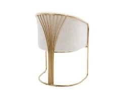Chaise Avec Accoudoirs En Tissu Bouclette Et Métal - Blanc Et Doré - JOSETHE De Pascal MORABITO -Meubles Soldes Boutique chaise 18480095