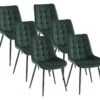 Lot De 6 Chaises Matelassées - Velours Et Métal Noir - Vert - OLLUA 2 Lot De 6 Chaises Matelassées - Velours Et Métal Noir - Vert - OLLUA -Meubles Soldes Boutique chaise 18818507
