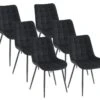 Lot De 6 Chaises Matelassées - Velours Et Métal Noir - Noir - OLLUA -Meubles Soldes Boutique chaise 18818509