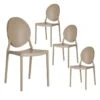 GLOW - Lot De 4 Chaises Médaillon Empilables PP Taupe 2 GLOW - Lot De 4 Chaises Médaillon Empilables PP Taupe -Meubles Soldes Boutique chaise 19792593