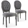 Lot De 2 Chaises De Style Médaillon Louis XVI Bois Gris & Tissu Capitonné Gris -Meubles Soldes Boutique chaise 20010449