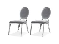 Lot De 2 Chaises Médaillon Pied Acier Era - Couleurs - Velours Gris -Meubles Soldes Boutique chaise 20020067
