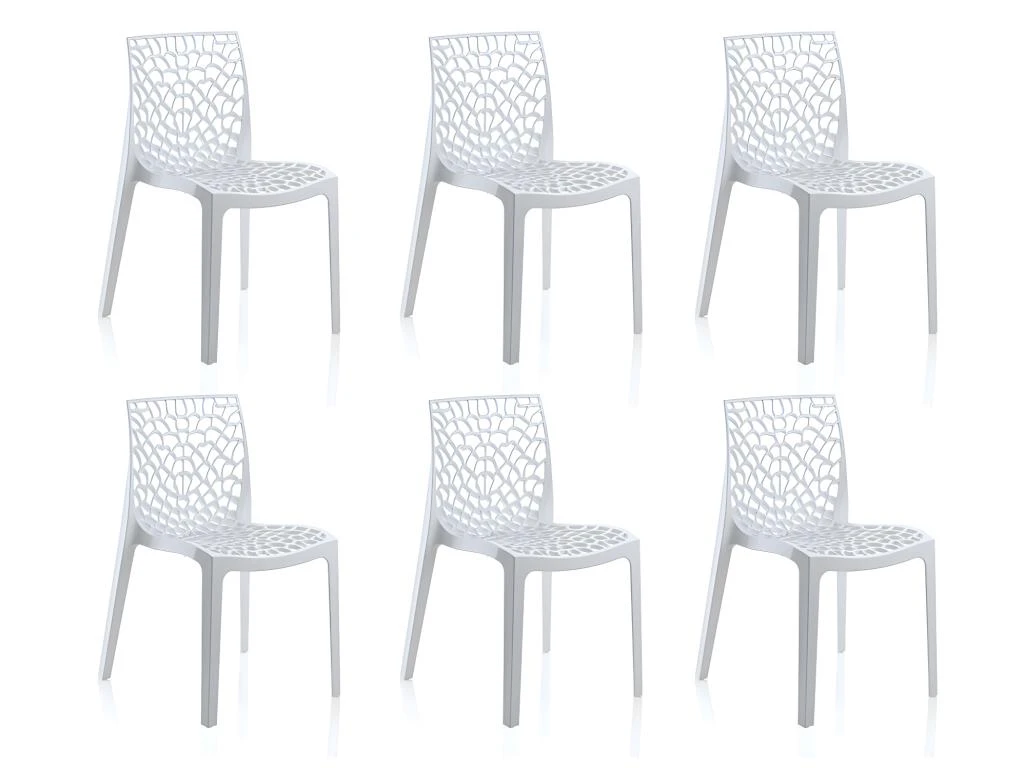 Lot De 6 Chaises Empilables DIADEME - Polypropylène - Blanc Dolomite 7 Lot De 6 Chaises Empilables DIADEME - Polypropylène - Blanc Dolomite – Image 5