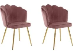 Ensemble De 2 Chaises De Salle à Manger Rembourrées En Velours Rose -Meubles Soldes Boutique chaise 21690929